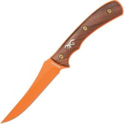 Couteau Browning Union Bluff Lame Trailing Point Acier D2 Manche Bois Etui Cuir SHOT Show BR0532B