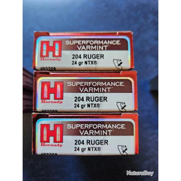 Munitions Hornady NTX Superformance Varmint Calibre 204 Ruger  24 grains