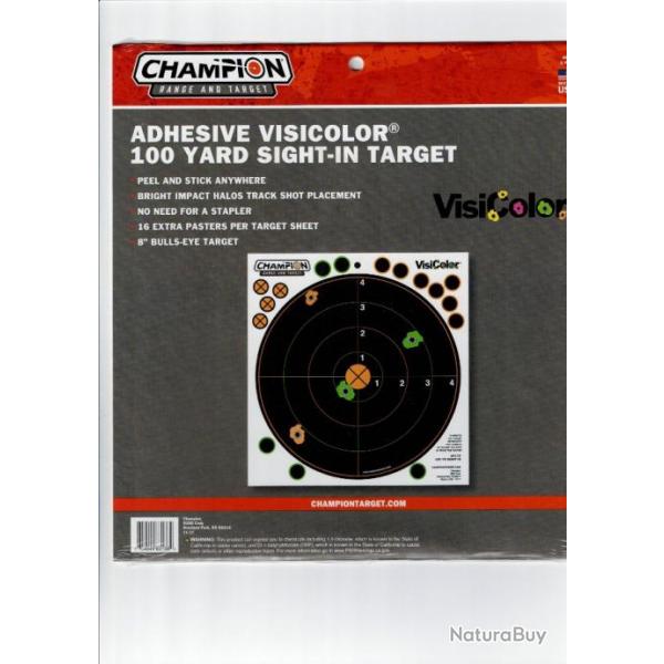 Lot de 20 cibles ractives adhsives Champion VisiColor de 8" (environ 20,32 cm) avec pastilles