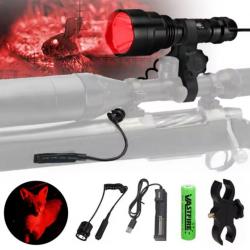 Lampe rouge tactique de chasse + adaptateur lunette rechargeable led chasse airsoft SUPER PROMO