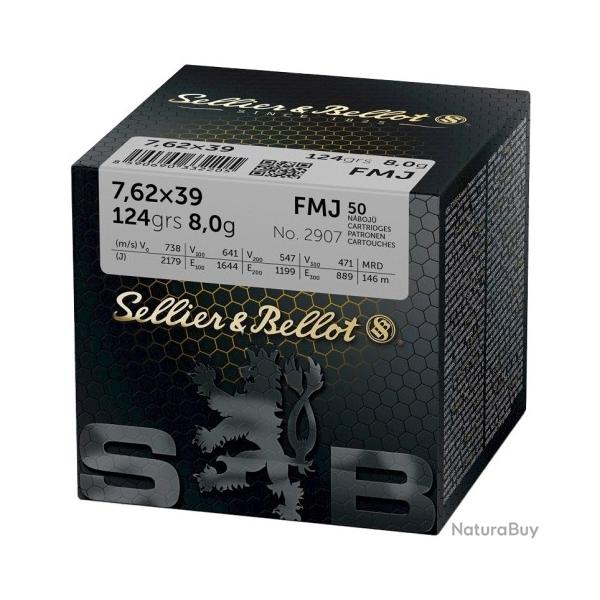 Munitions SELLIER & BELLOT 7.62x39 fmj 8g 124gr par 50