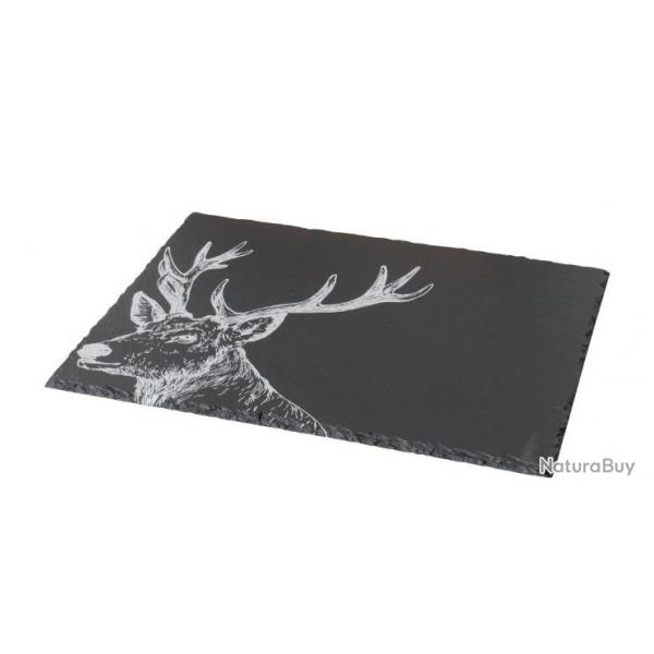 PLATEAU EN ARDOISE GRAVURE CERF 30X40 CM