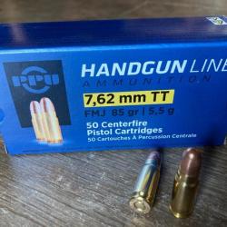 7,62x25 TT FMJ 85gr PPU lot de 5 boites de 50 munitions