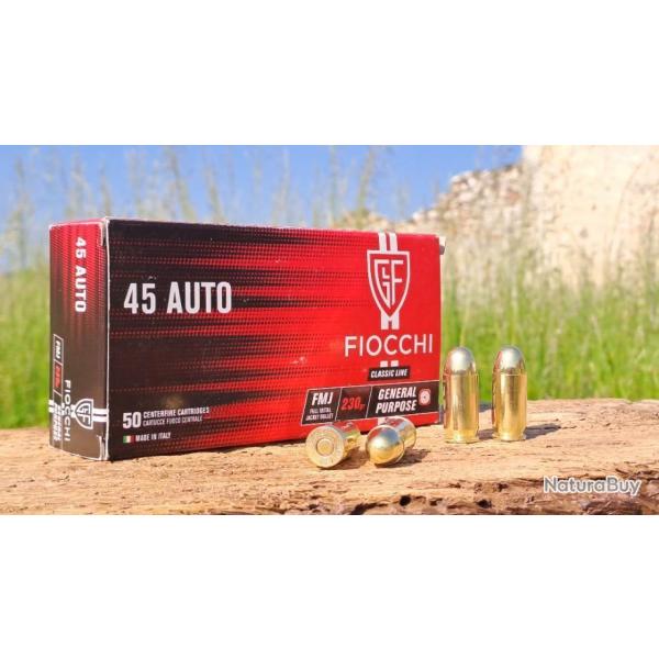 45 ACP FMJ 230 GR Fiocchi lot de 5 boites de 50 munitions