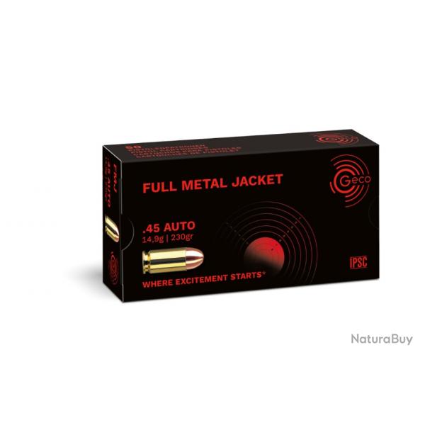 45 ACP FMJ 230 GR Geco lot de 5 boites de 50 munitions