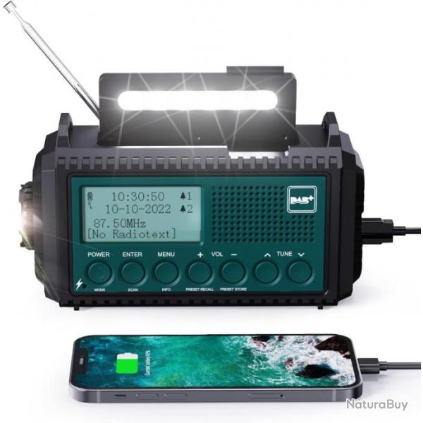 Radio d'urgence multifonctions - 5000 mAh - Rechargeable