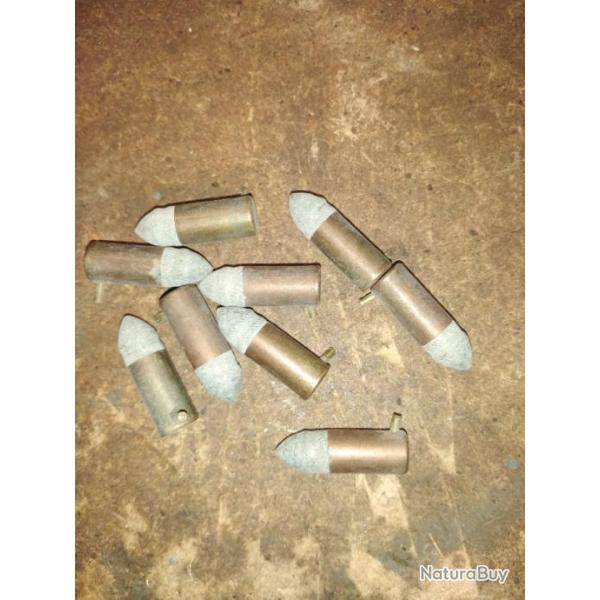 1 lot de 9 cartouches a broche calibre 8 mm