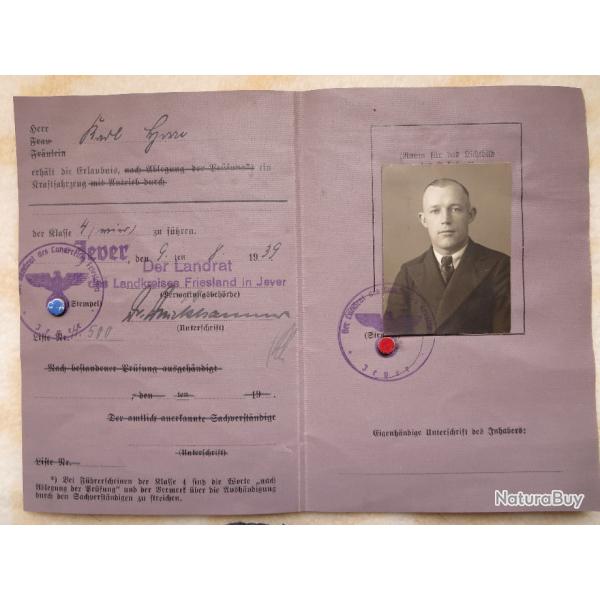 Permis de coduire allemand WW2 1939