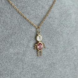 Collier or 18 carats - fille ou adolescente - pendentif rose