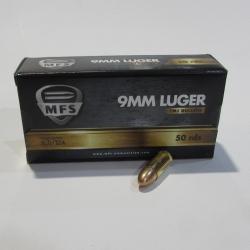 carton de 1000 cartouches MFS munitions 9x19 Luger , FMJ  124 Grains