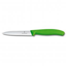 Victorinox 6.7736.L4  SwissClassic couteau d'office,pointe milieu,denté,10 cm, vert