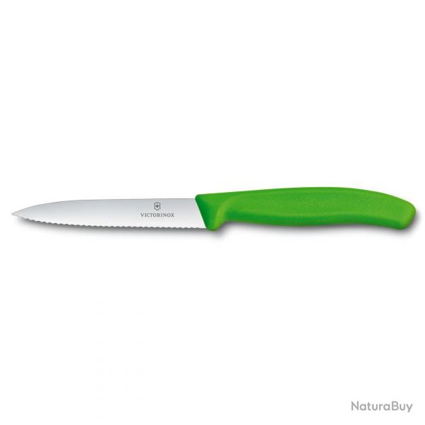 Victorinox 6.7736.L4  SwissClassic couteau d'office,pointe milieu,dent,10 cm, vert