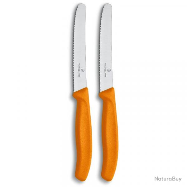 Victorinox 6.7836.L119  Couteau  tomates Swiss Classic, dent, orange, 11 cm, 2 Pcs
