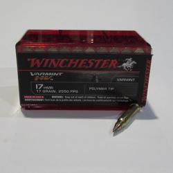 boite 50 cartouches calibre 17 HMR, Winchester   Varmint HV polymer Tip, 17 grains