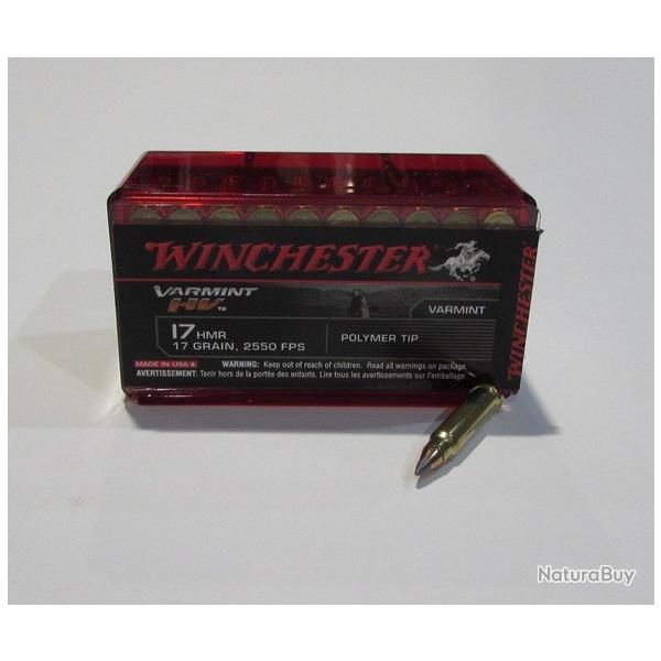 boite 50 cartouches calibre 17 HMR, Winchester   Varmint HV polymer Tip, 17 grains