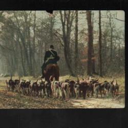 dans les forets de france meute et cavalier  carte postale moderne