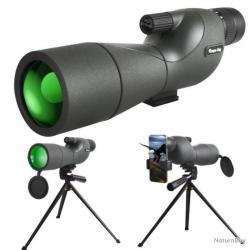 Télescope étanche 25-75x60 avec trépied et support téléphone, monoculaire, enchère 1 euros !!