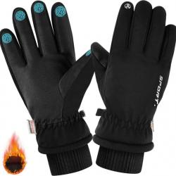 Gants d'hiver, gants tactiles chauds et imperméables pour homme et femme, gants de ski taille L Noir