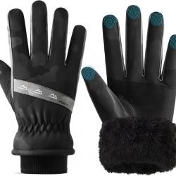 Gants d'hiver Homme et Femme, Gants Hiver Chaud Etanche sous Gants à Écran Tactile Noir Taille L