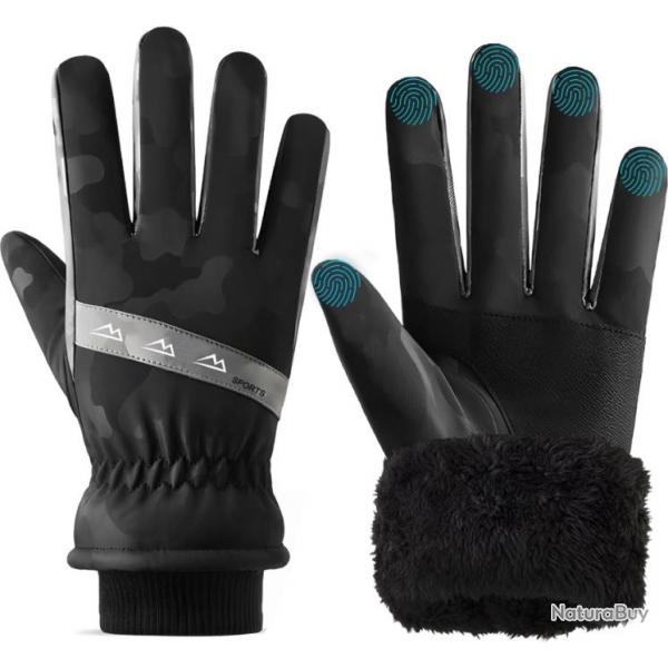 Gants d'hiver Homme et Femme, Gants Hiver Chaud Etanche sous Gants  cran Tactile Noir Taille L