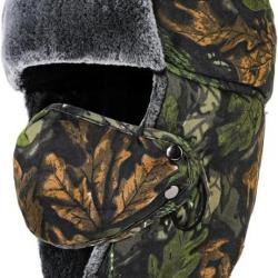 Chapka Camouflage Chapeau de Trappeur pour la Chasse avec Fausse Fourrure Intérieur Chaud Hiver