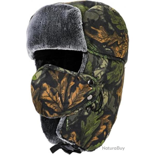 Chapka Camouflage Chapeau de Trappeur pour la Chasse avec Fausse Fourrure Intrieur Chaud Hiver