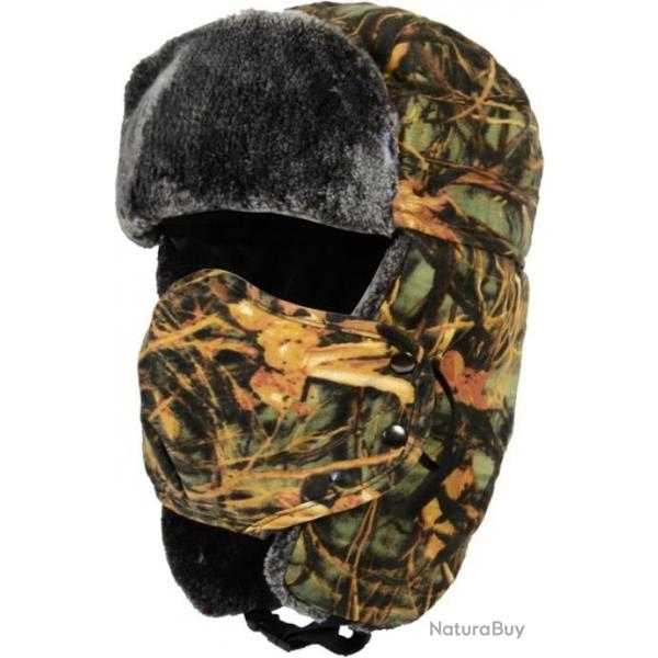 Chapka Camouflage Chapeau de Trappeur pour la Chasse avec Fausse Fourrure Intrieur Chaud Neige