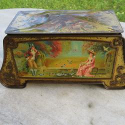 VINTAGE - Ancienne grande boîte en tôle lithographiée "BISCUITS OLIBET PARIS" - FRANCE (Vers 1900)