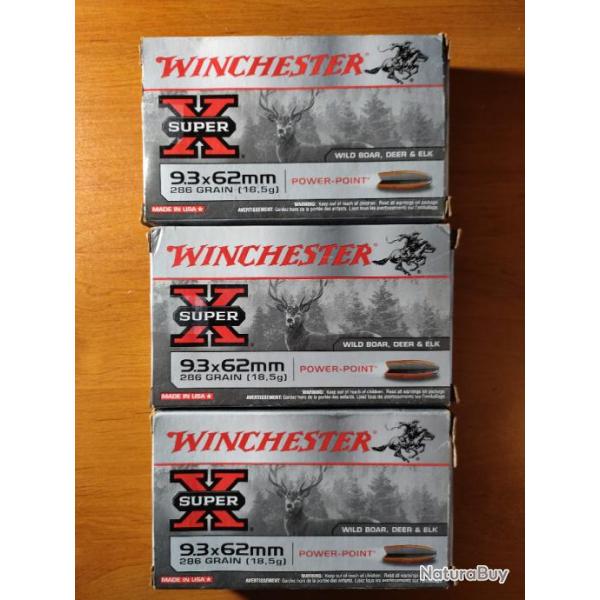 Lot cartouches 9,3x62 Winchester SuperX Powerpoint