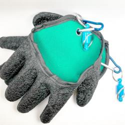 Gants De Pêche Anti Morsure Carnassier Étanche avec Mousqueton D' Attache à la Ceinture Gris x2pcs