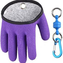 Gants De Pêche Anti Morsure Brochet Silure Étanche Mousqueton D' Attache à la Ceinture Gris x2pcs