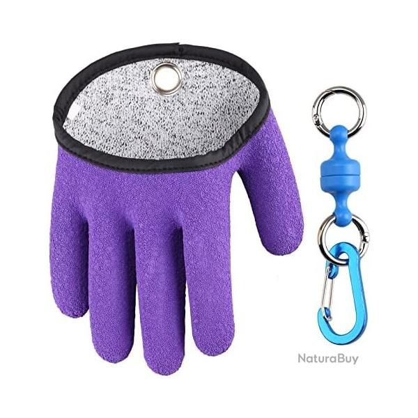 Gants De Pche Anti Morsure Brochet Silure tanche Mousqueton D' Attache  la Ceinture Gris x2pcs