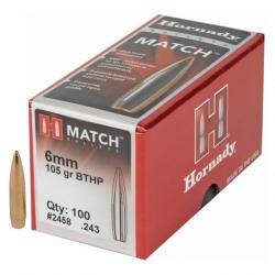 Ogives HORNADY 6mm .243 105grs BTHP 2458 - boîte de 100 unités