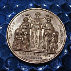 belle medaille Empire Français cuivre diametre 50 mm (enseignement primaire)  1860