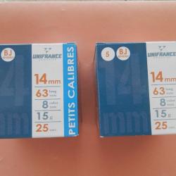 Lot de 250 cartouches 14 mm 63 10 boites de 25 neuf