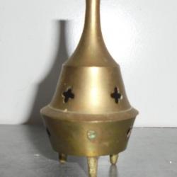 ANCIEN Petit ENCENSOIR en LAITON TRIPODE BRULEUR D'ENCENS ORTHODOXE STYLE ORIENTAL
