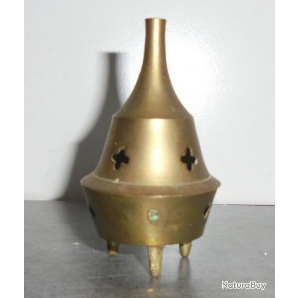 ANCIEN Petit ENCENSOIR en LAITON TRIPODE BRULEUR D'ENCENS ORTHODOXE STYLE ORIENTAL