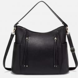 Sac à Main Femme - Bandoulière Ajustable - Cuir PU Souple et Durable - Noir - 39x29x13 cm