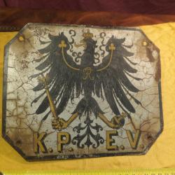 Plaque de Locomotive.   Ancien Chemin de fer Prussiens   KPEV            Très rare