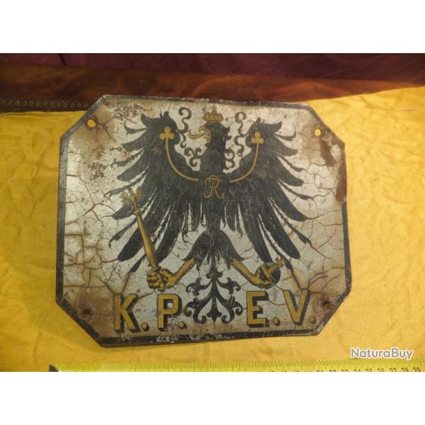 Plaque de Locomotive.   Ancien Chemin de fer Prussiens   KPEV            Trs rare