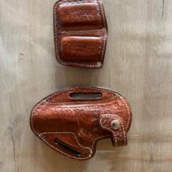 Holster et porte chargeur en cuire browning 10 22 FN pour gaucher