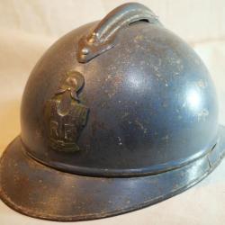 Casque Adrian modèle 1915 BH attribut génie Bleu horizon poilu - ref  LBV24ADR001