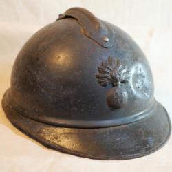 Casque Adrian modèle 1915 BH attribut infanterie Bleu horizon poilu - ref lib