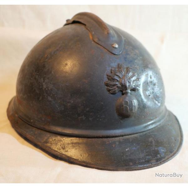 Casque Adrian modle 1915 BH attribut infanterie Bleu horizon poilu - ref lib