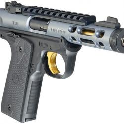 PISTOLET RUGER MARK 4 22/45 LITE GRIS ANODISE/OR FILETE CAL 22LR