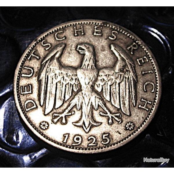 ALLEMAGNE rare piece de 1 reichs mark (argent) de 1925  ttb