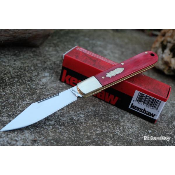 Couteau Kershaw Culpepper Red Lame Clip Point Acier D2 Manche Os Slip Joint 4383RB