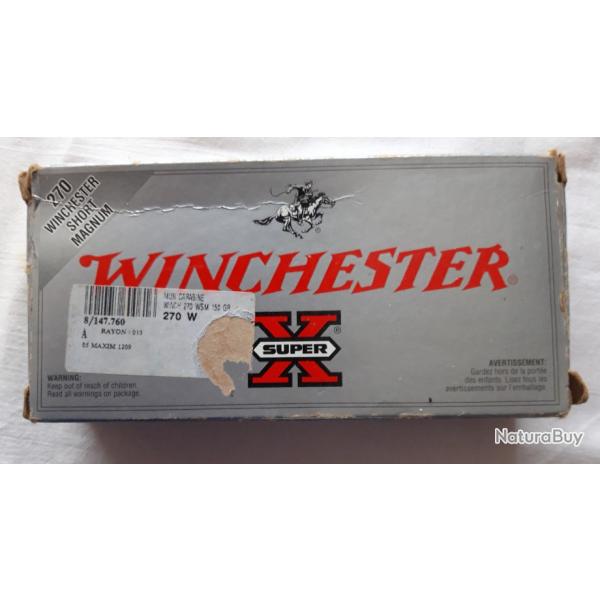 balles WINCHESTER calibre 270 WSM 150 gr  POWER-POINT