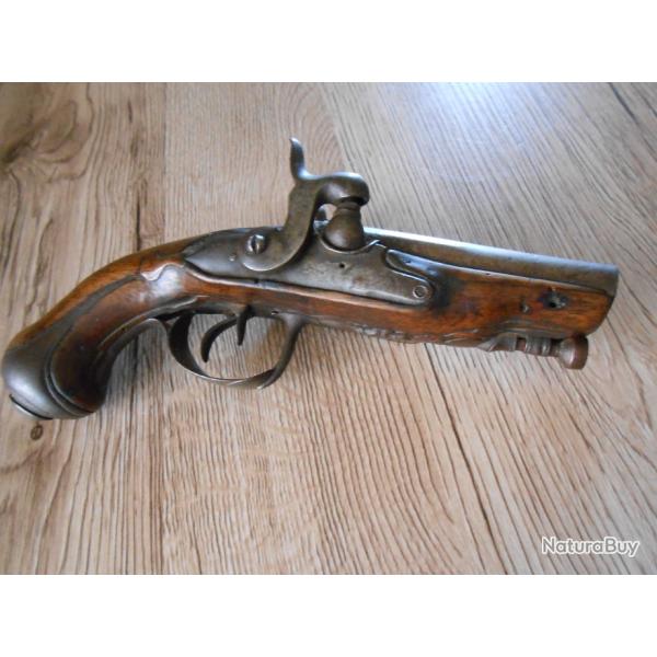 Pistolet dit " de carrosse  "  deux canons en table XVIIIme Sicle