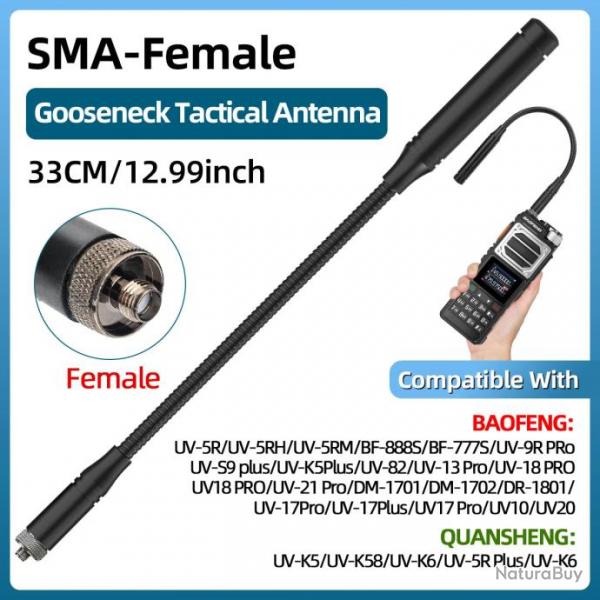 ABBREE CS Tactical Antenna SMA-Female Dual Band VHF UHF 144/430Mhz Foldable For Walkie Talkie Baofen